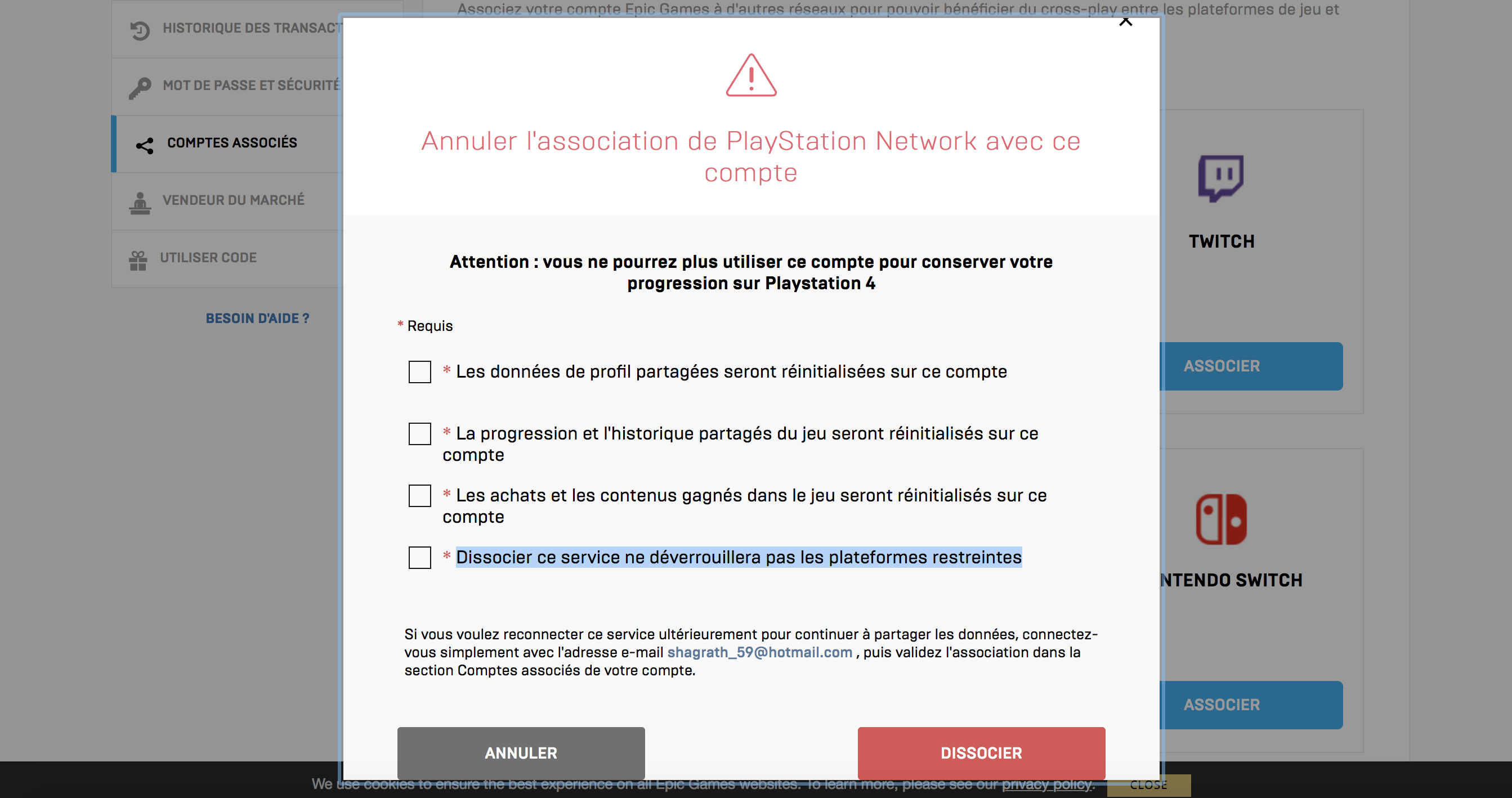 Les comptes Fortnite PS4 bannis sur Switch