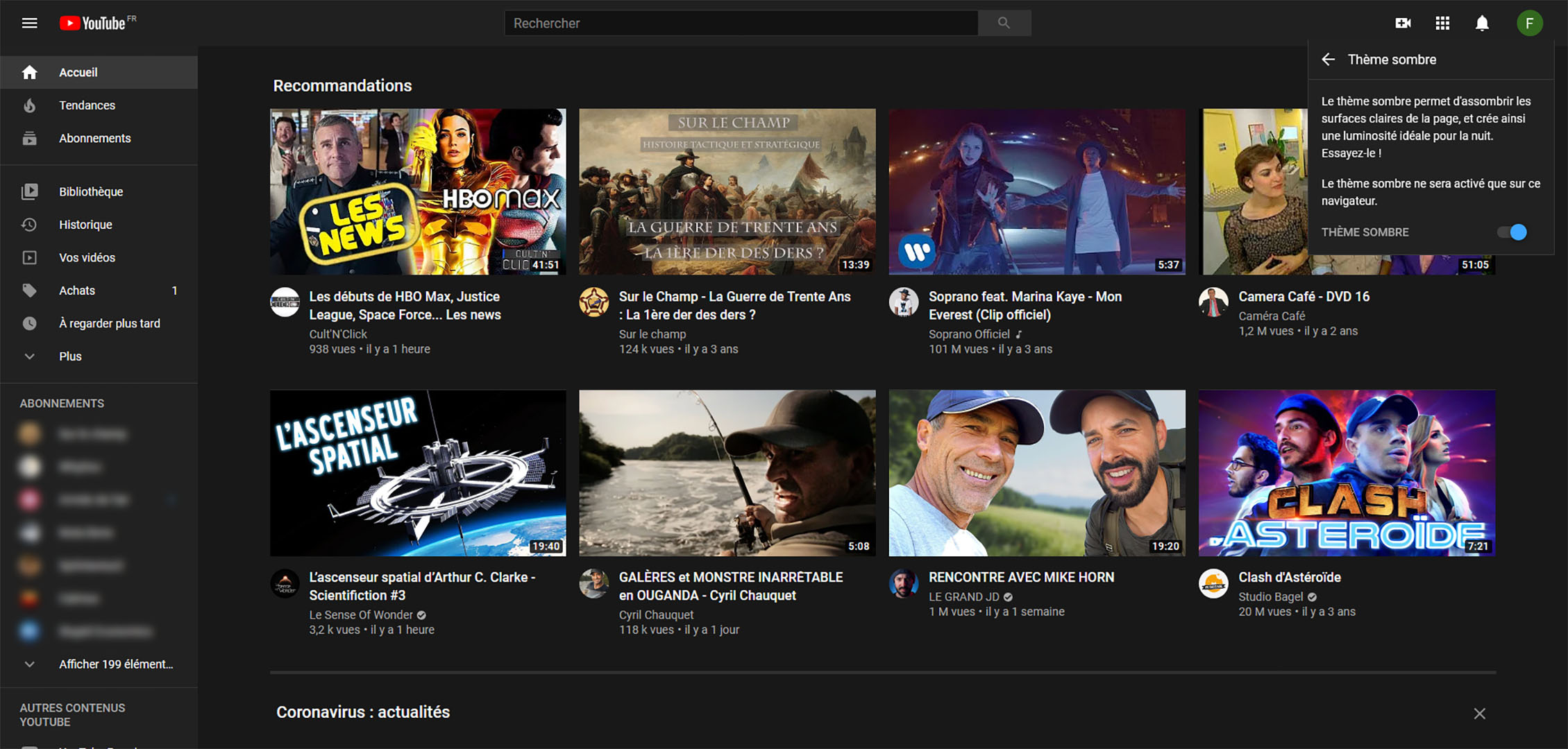 Comment Activer Le Theme Sombre De Youtube