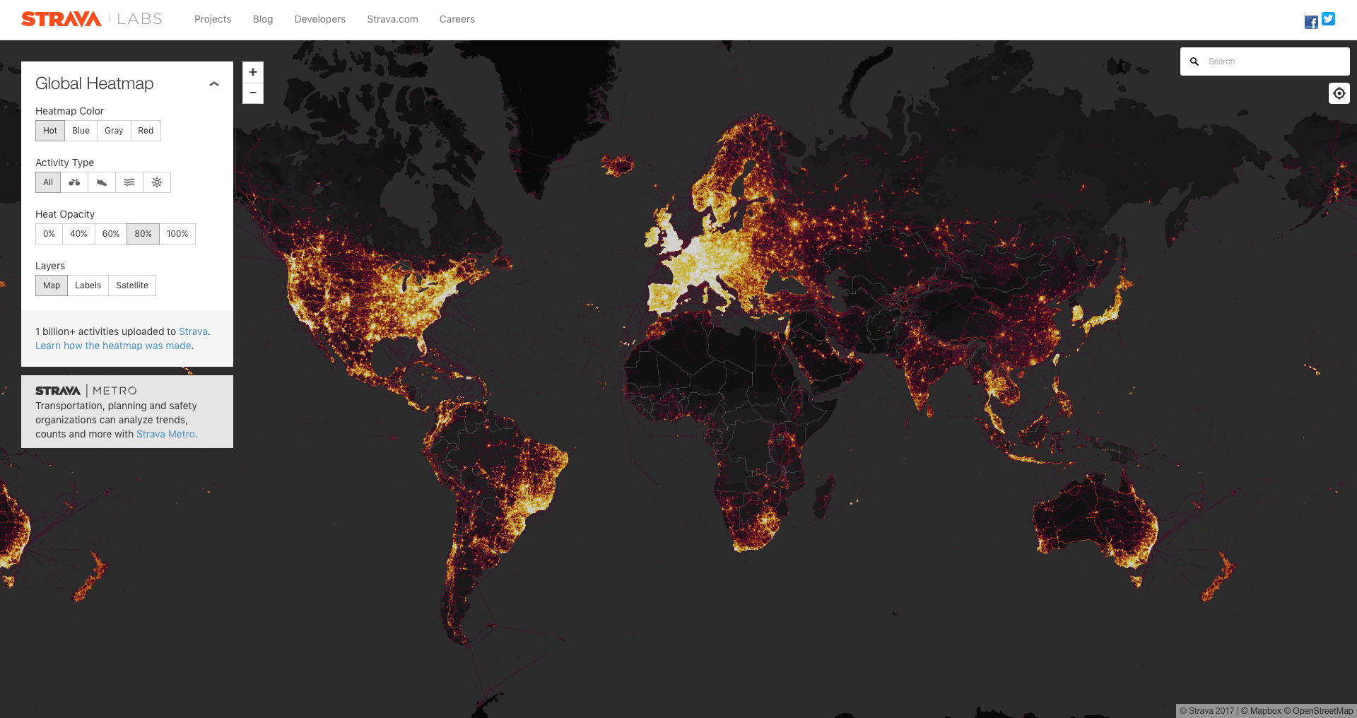 Карта активности strava