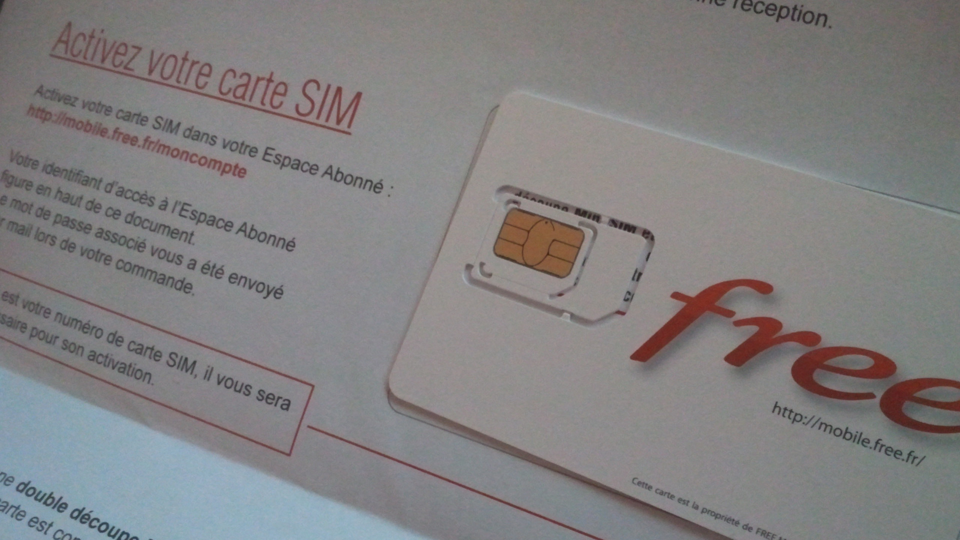 Activation carte SIM Free Mobile - Blog de Geek
