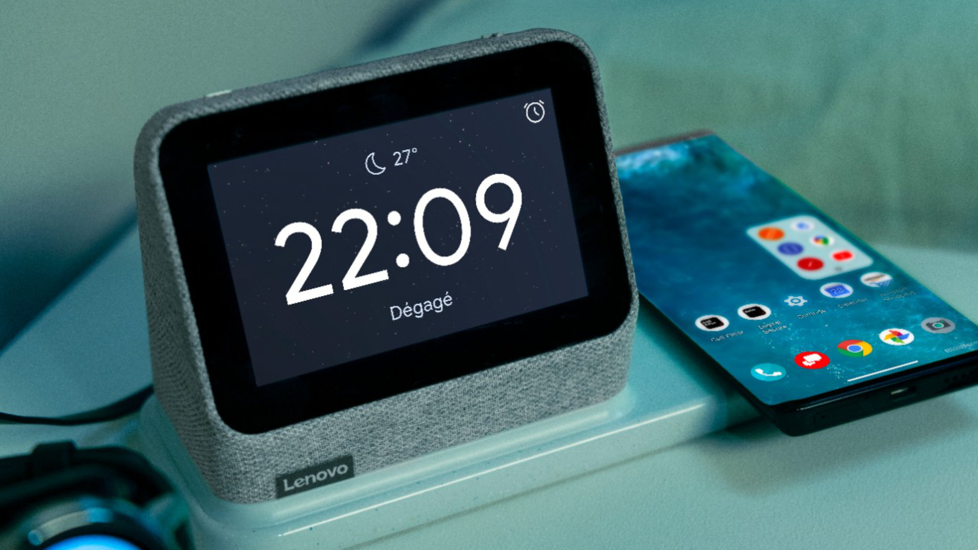 Réveil Intelligent Lenovo Smart Clock Essential avec Alexa intégré –