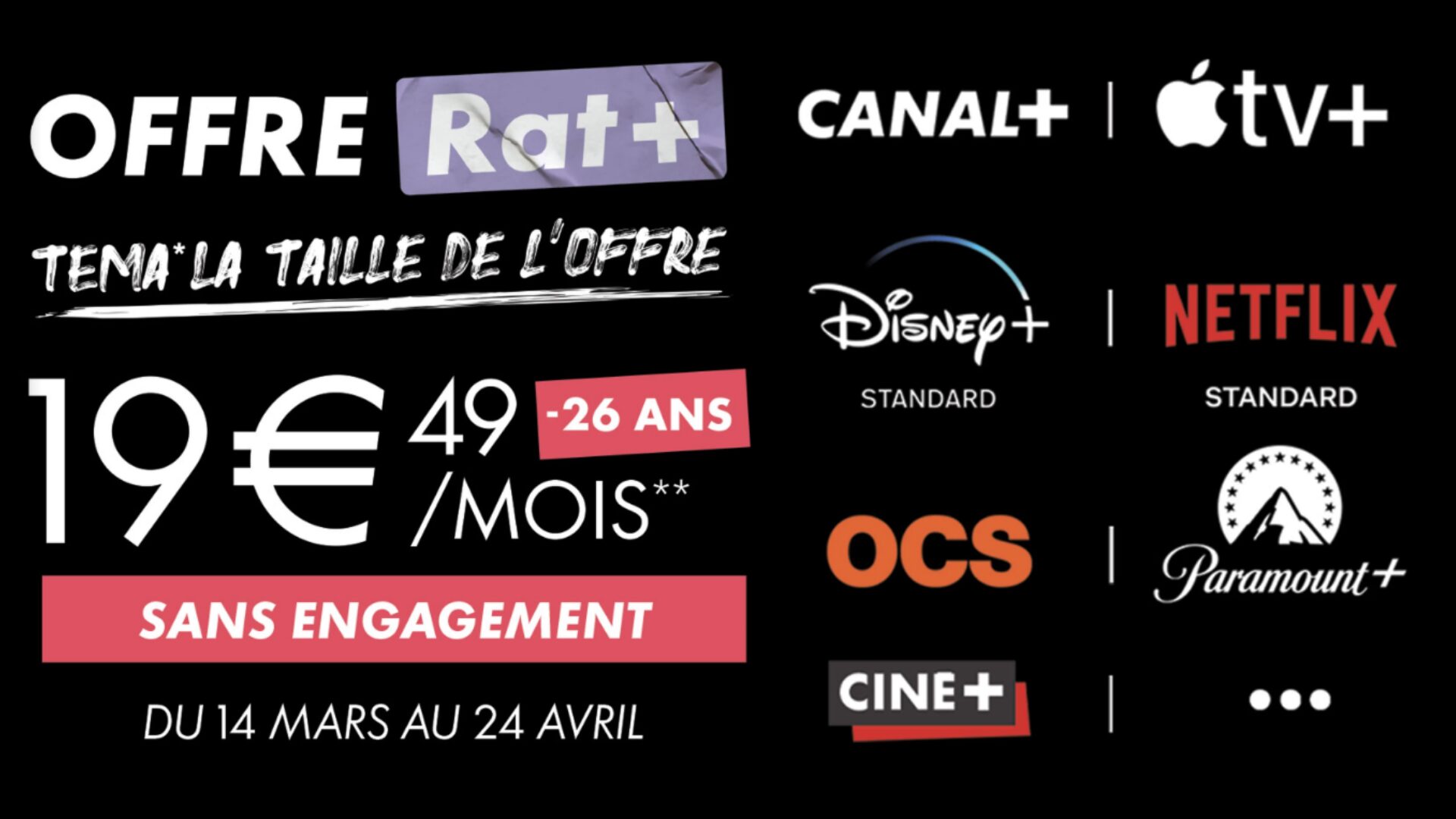 Rat+ de Canal+ : la meilleure offre streaming est encore disponible pour  une semaine - Numerama